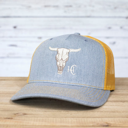 Cow Skull Heather Gray/Amber Gold